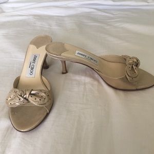 Jimmy Choo gold slip on heels